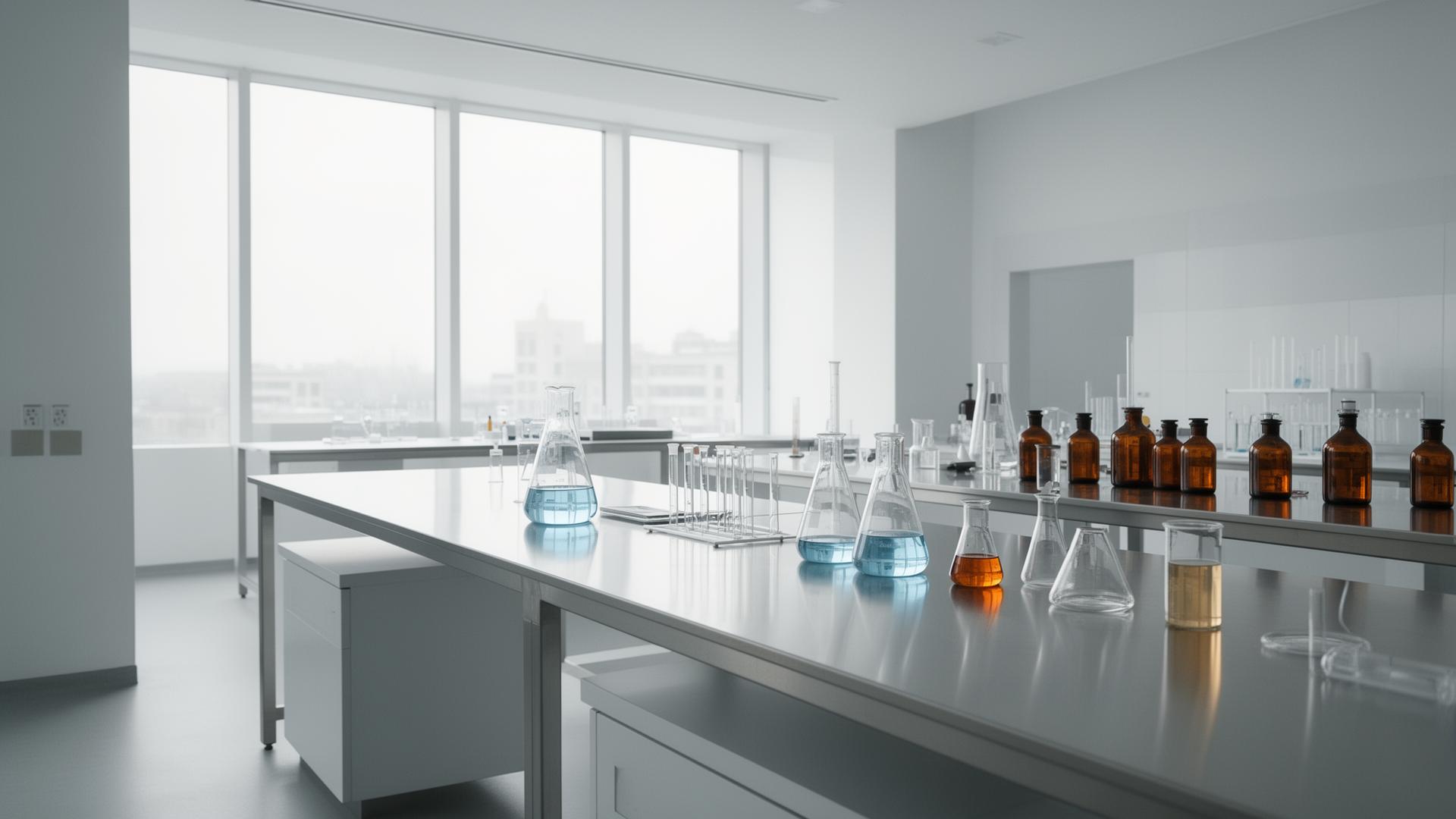 Modern minimalist laboratory bench at Prima Labo